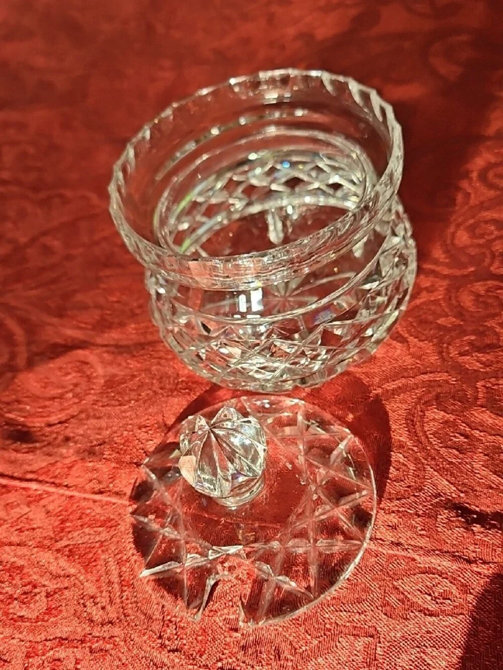 Vintage Cut Crystal Lidded Jam/Honey Jar, Candy Dish, Vanity Powder, Trinket Jar